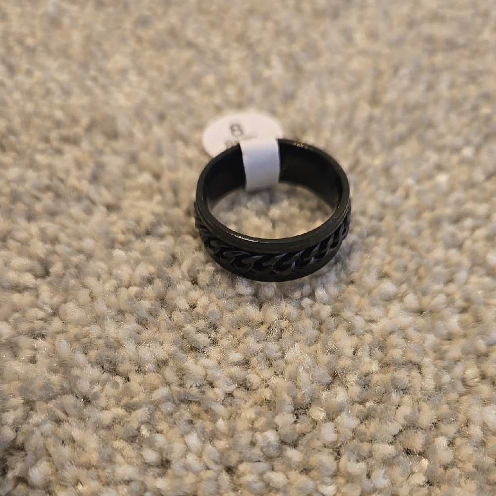 8mm Black Men's Ring Size 8 Fidget Ring